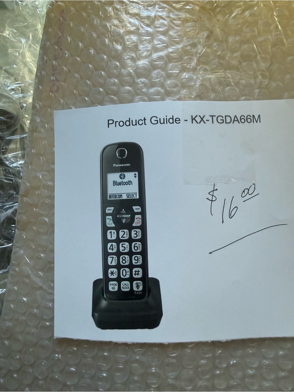 Panasonic Black Cordless Handset with Charging Base
